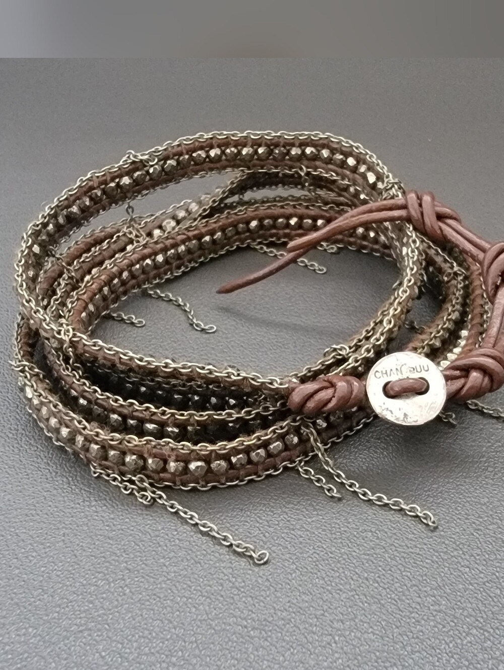 Brown Multi-Strand Beaded Wrap Bracelet